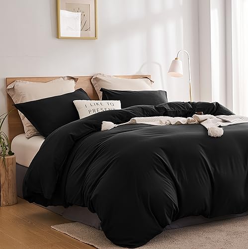 Black Duvet Cover Queen Size by KINMEROOM