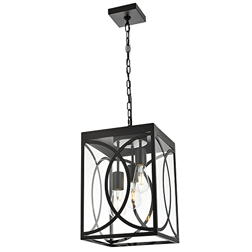 Black Exterior Hanging Lantern with Clear Glass