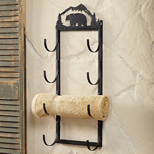 Black Forest Décor Bear Wall & Door Mount Towel Rack – Bear Bathroom Decor