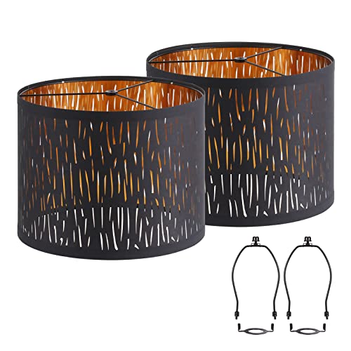 Black Lampshades Set of 2 with Hollow-carved Design