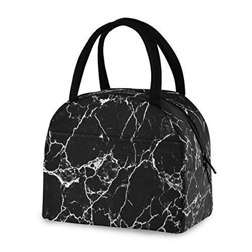 Black Marble Print Lunch Bag