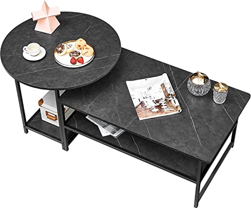Black Modern Coffee Table Set with Storage