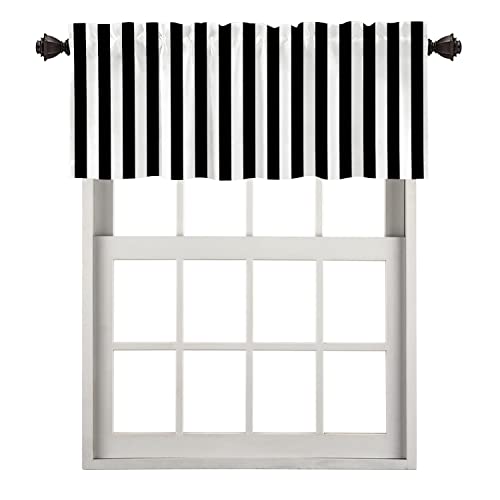 Black Modern Striped Kitchen Valances for Windows