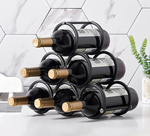 Rustic Wire Counter Wine Rack for 6 Bottles
