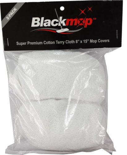 Black Mop Super Premium Cotton Terry Cloth 8" x 15" Mop Cover - 2 Pack
