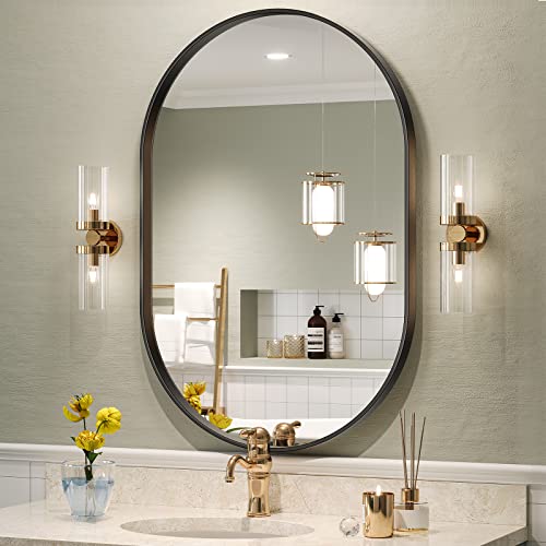 Black Oval Mirror for Bathroom Vanity