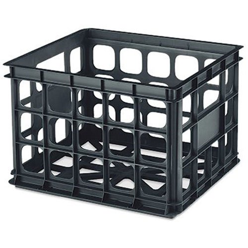 Black Plastic Storage Crate