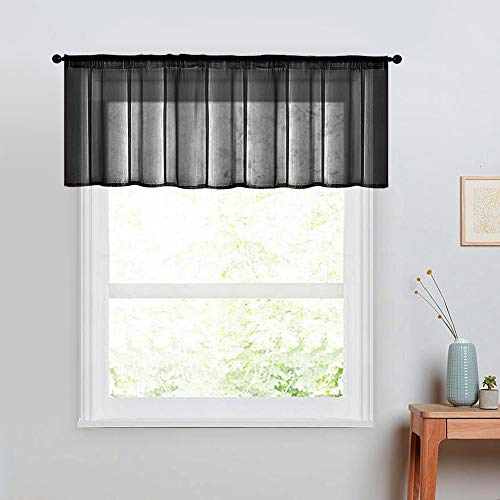 Black Sheer Kitchen Valance