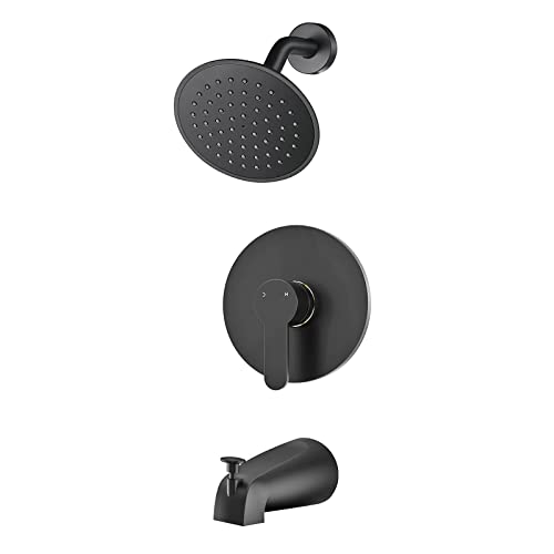 Black Shower Faucet Set with Tub Spout