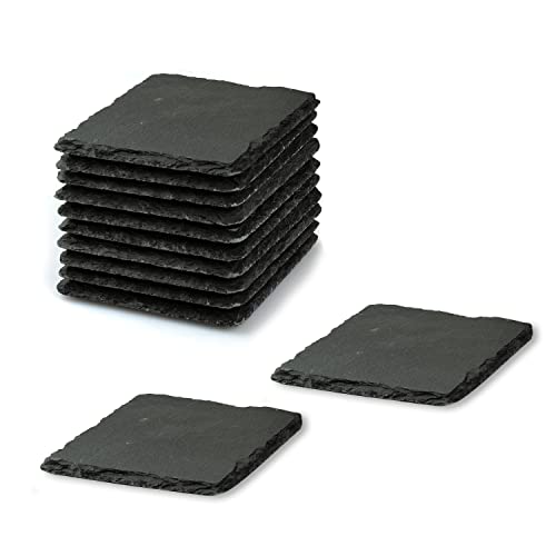 Black Slate Stone Drink Coasters, 12 Pack