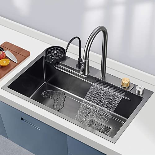 Black Stainless Steel 3-in-1 Utility Sink with Accessories