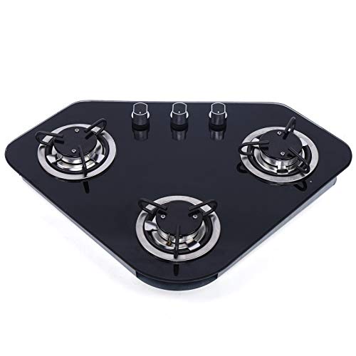 Black Tempered Glass Panel Gas Hob Cooktop with 3 Burners