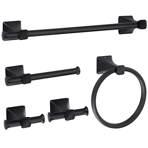 Black Towel Bar 5-Piece Bathroom Accessory Set