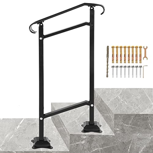 Black Transitional Hand Rail for Concrete Steps or Wooden Stairs