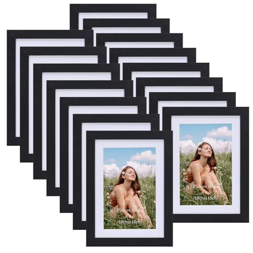 Black Wood Picture Frames Set of 15 for 4x6 Photos