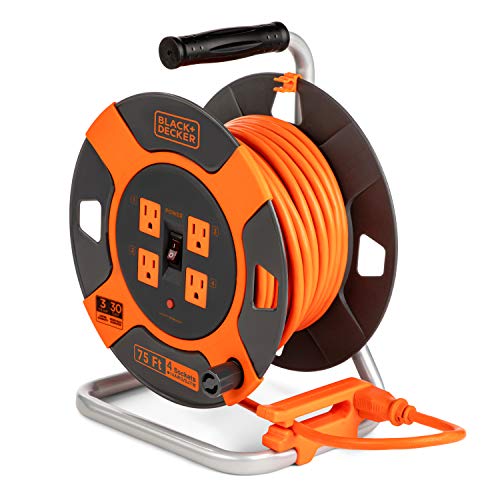 BLACK+DECKER Retractable Extension Cord Reel with 4 Outlets