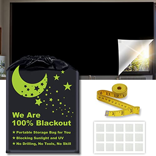 Blackout Blinds Shades [XXL 150" x 59"] Portable Temporary Travel Curtains