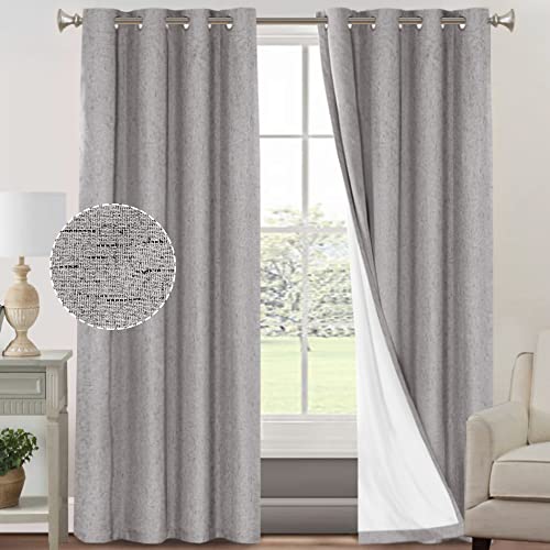 Blackout Curtains: Linen Textured, Light Grey (2 Panels)