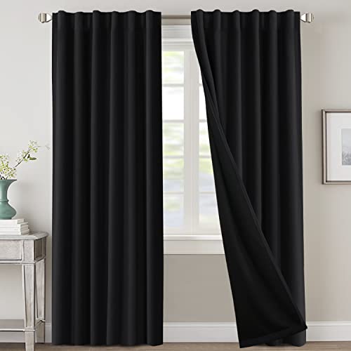 Blackout Curtains with Black Liner - 96 Inches Long