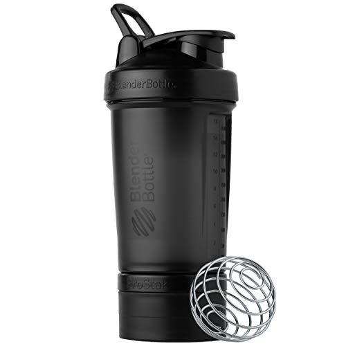  BlenderBottle Shaker Bottle with Pill Organizer and Storage for  Protein Powder, ProStak System, 22 Ounce, Midnight Black : Health &  Household