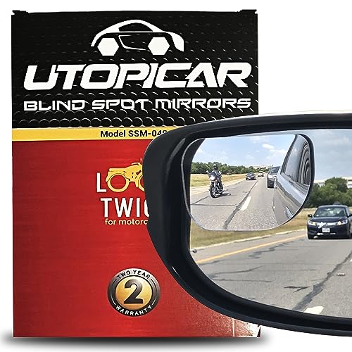 Ampper Rectangle Blind Spot Mirror, 360 Degree HD Glass and ABS Housing  Convex Wide Angle Rearview Mirror for Universal Car Fit (Pack of 2)
