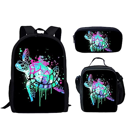 Bling Neon Sea Turtle Personalized Backpack Set