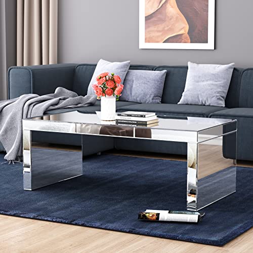 Blingworld Mirrored Silver Coffee Table: Modern Living Room Accent
