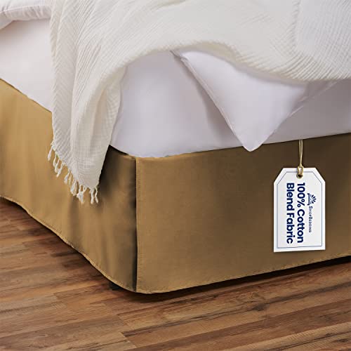 Blissford Bed Skirt - King, 14 inch Drop, Cotton Blend , Gold