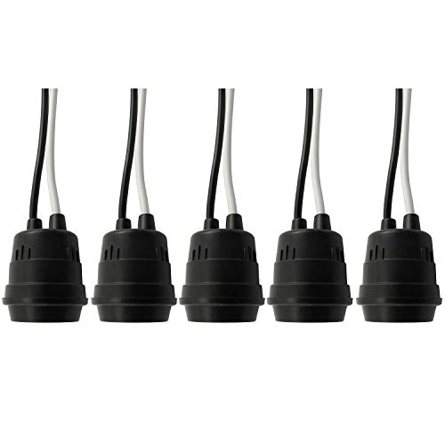 BLLNDX Lamps Base 5PCS Waterproof Black Pigtail Lamp Socket 250V 6A