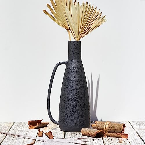 BlossoME Ceramic Black Vase with Handle