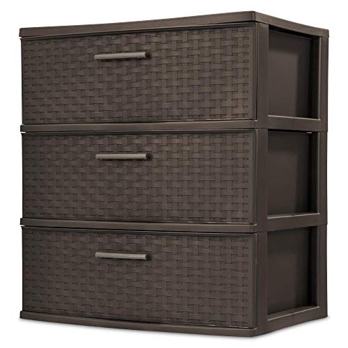 BLOSSOMZ Plastic 3-Drawer Wide Weave Tower