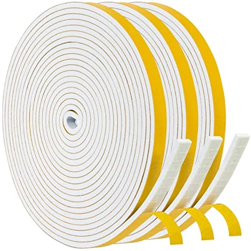 BLOSY White Weatherstripping Foam Seal Strip 16FT x 3 Rolls