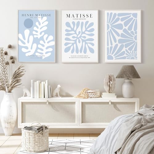 Blue Abstract Matisse Wall Art Prints Set