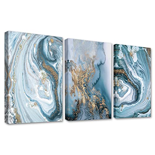 Blue Abstract Watercolor Canvas Print Set