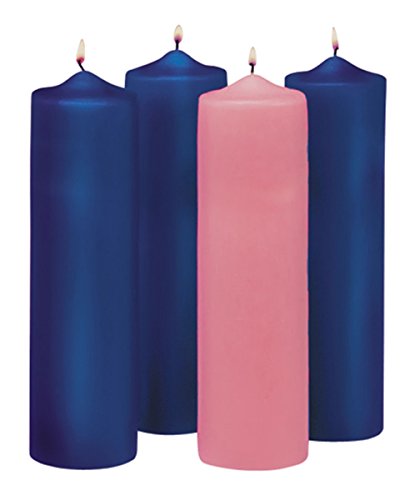 12 Inch Blue and Pink Wax Pillar Advent Candle Set (4-Pack)"
- Advent Candles