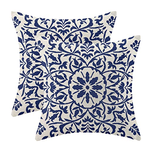 Blue Boho Pillow Covers 18x18 Set of 2