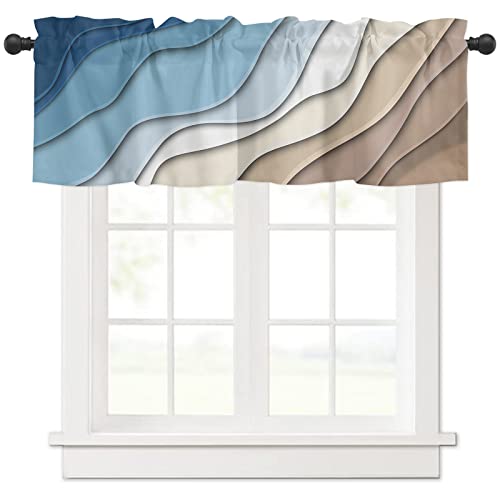 Blue Brown Ombre Cream Valances for Windows