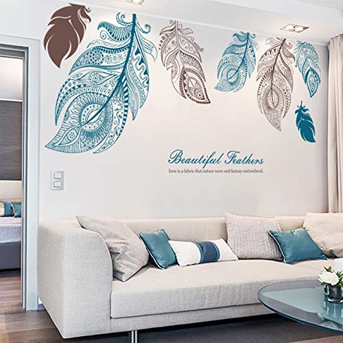 Blue Feathers Wall Decals