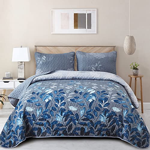 Blue Floral Quilt Set California King