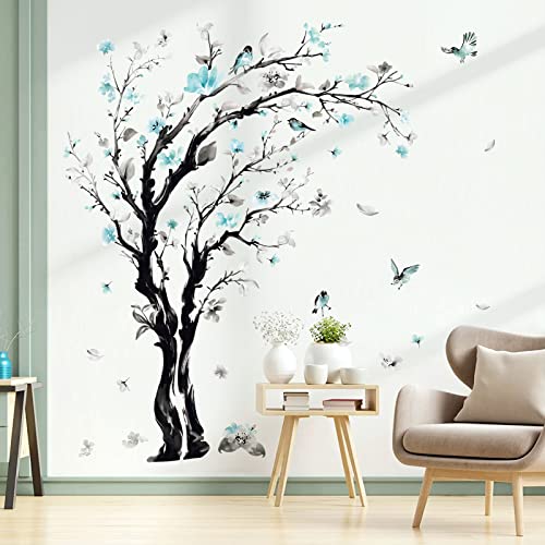 Blue Flower Tree Wall Decals