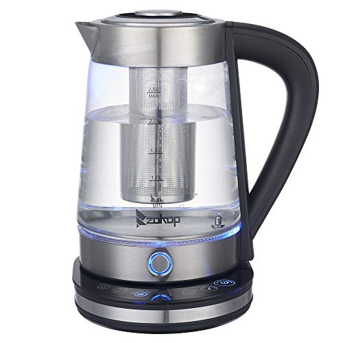 Blue Glass Electric Kettle with Filter