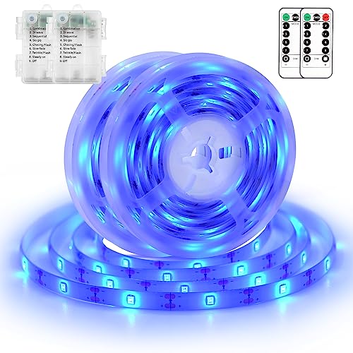 Echosari 9.8FT 90 LED Battery Powered Blue Strip Lights with Remote Control