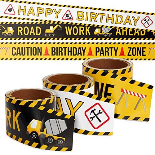 BLUE PANDA Birthday Caution Tape for Construction Party Decorations