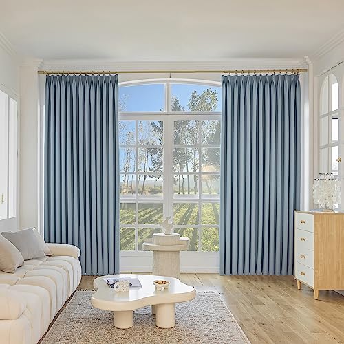 Blue Pinch Pleat Curtain - Full Blackout and Waterproof