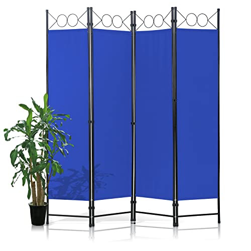 Blue Room Divider with Steel Frame