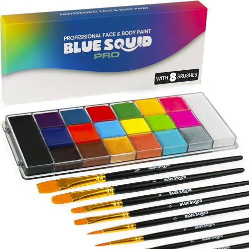 Blue Squid PRO Face Paint Kit - Vibrant Colors, Long-lasting Formula, Safe for Sensitive Skin