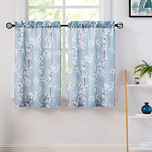 Blue White Tier Curtains for Kitchen Windows