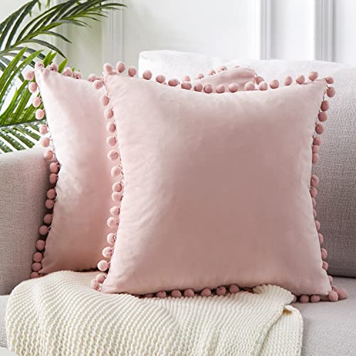 Blush Pink Velvet Throw Pillow Covers