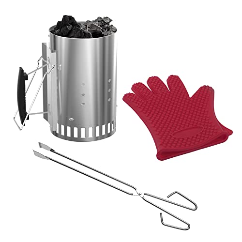 BMMXBI Charcoal Grill Starter Set with BBQ Tools