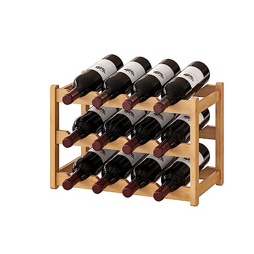 BMOSU Bamboo Wine Storage Cabinet - 12 Bottle Wine Racks